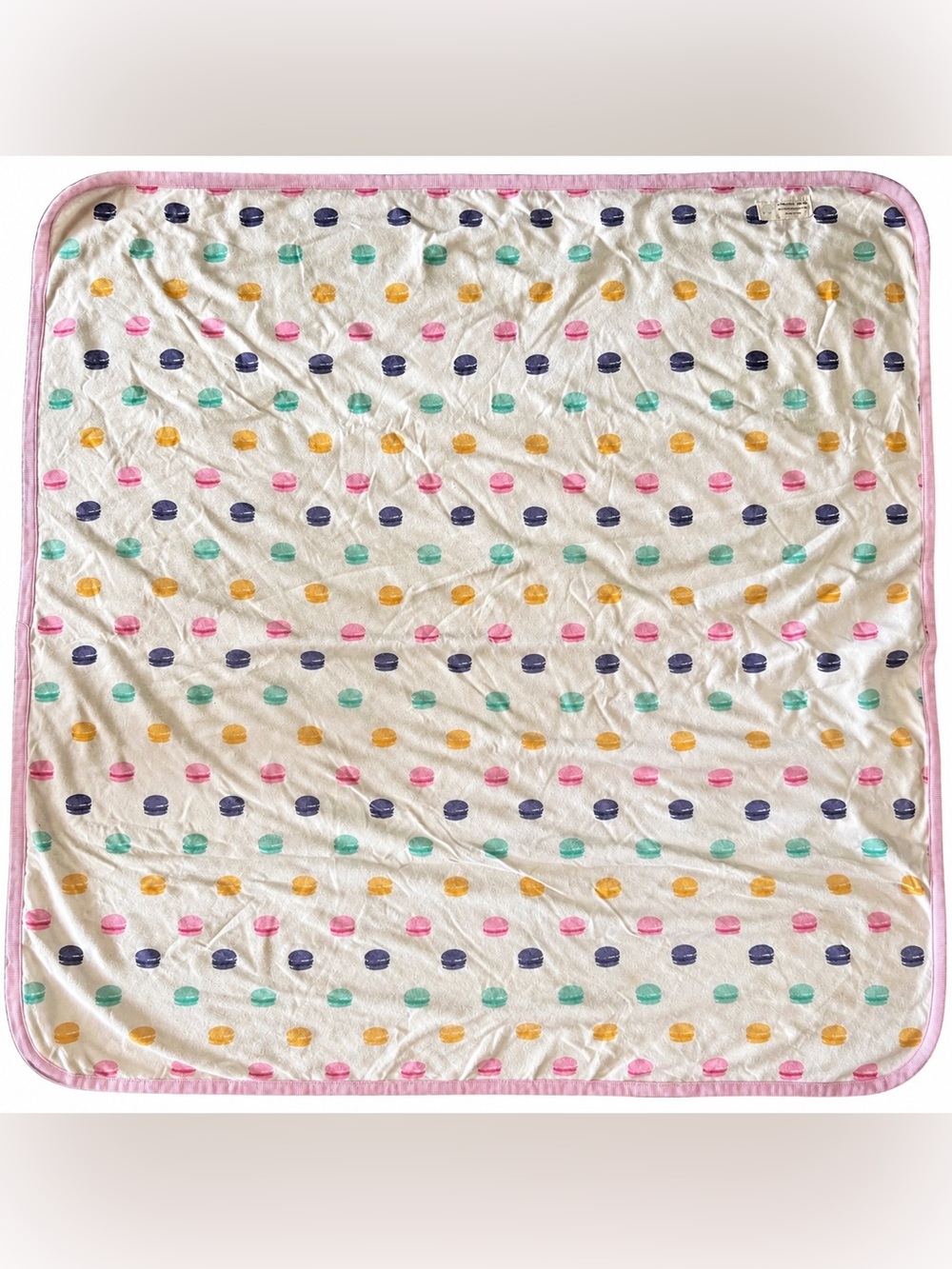 Monica + Andy Organic Cotton Le Macaron Baby Blanket Pink Trim